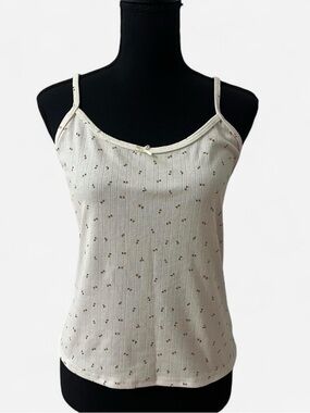 Y2K style pointelle knit soft cami tank bow floral dainty feminine coquette